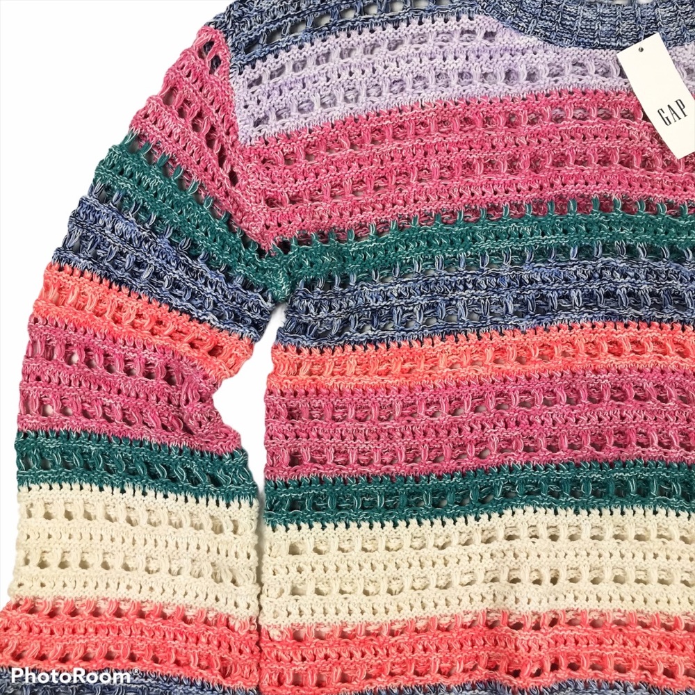 Gap Colorful Striped Open Knit Sweater - Picture 4 of 9